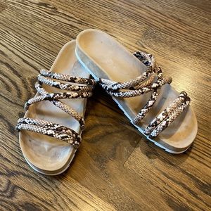 J Slides Snake Skin Leather Slide sandal w White heel. Size 8.5 medium